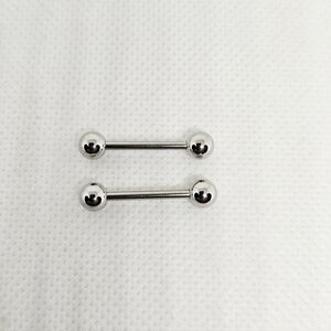 2 Surgical Steel Barbell 14GA-1.6MM  Length 9/16"-14MM 5MM Balls Body Jewelry